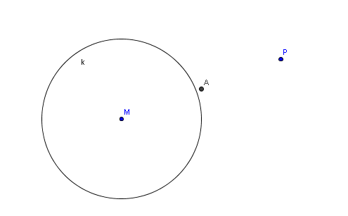 Tangentenkonstruktion von einem Punkt P an einen Kreis - GeoGebra