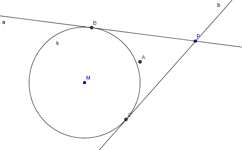 Tangentenkonstruktion von einem Punkt P an einen Kreis - GeoGebra